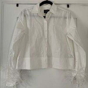 NWT J. Crew Cropped Feather Trim Shirt